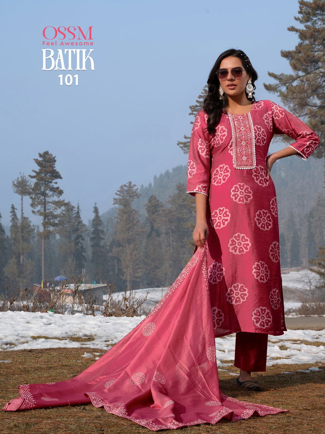 Batik Vol 4 By Ossm Chanderi Printed Kurti With Bottom Dupatta Suppliers In India